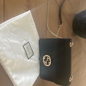 GUCCI 
Dollar Calfskin Small Interlocking G Shoulder Bag Black